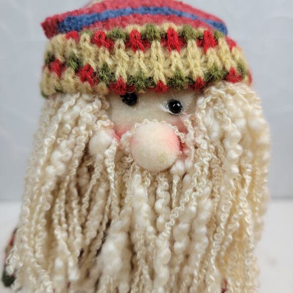 Four Star Primitive Santa Holding Star Plush 9" Wood Pedestal Handmade 2006 - Picture 2 of 16